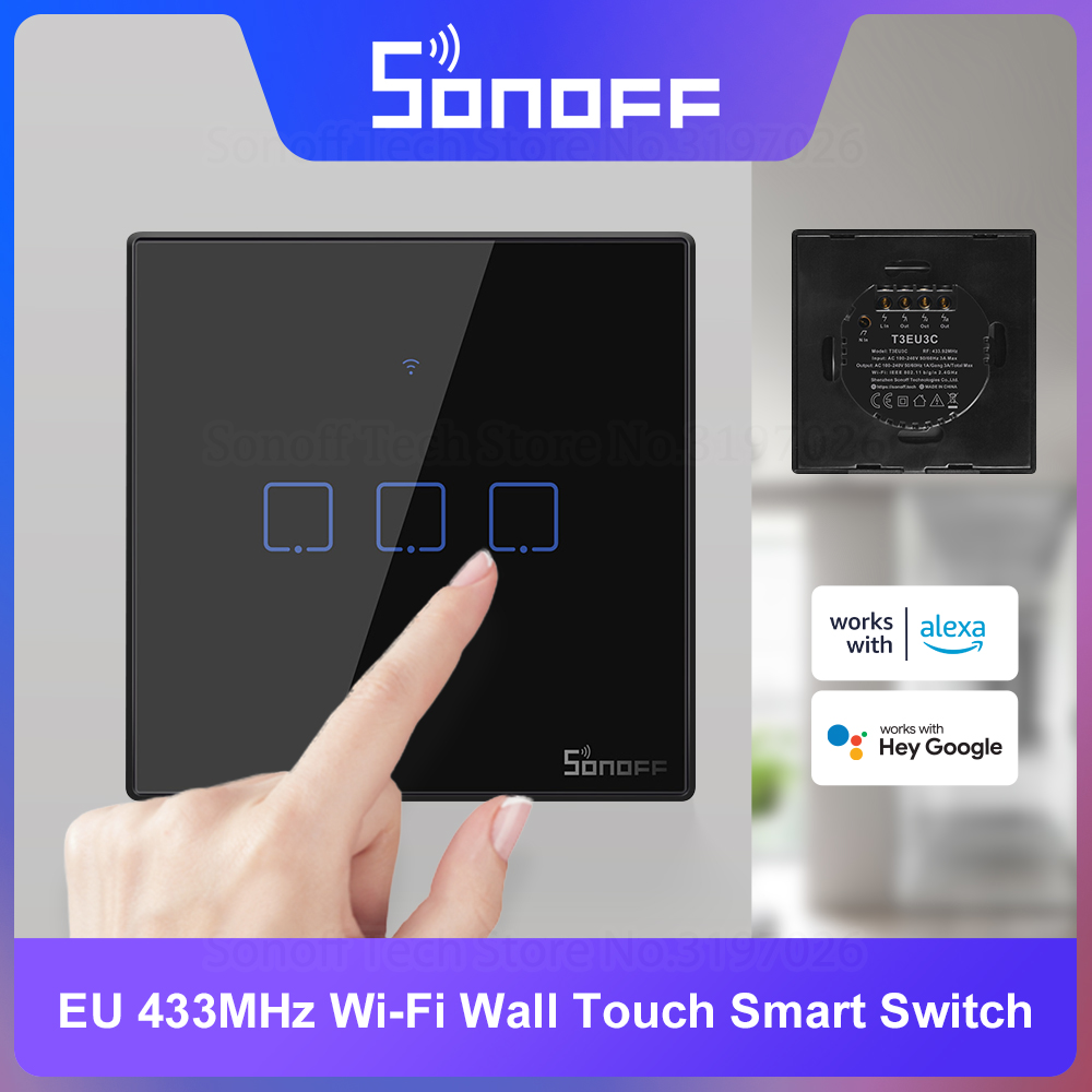 SONOFF T3EU Black WiFi Smart W - Sonoff Basic 评论和价格